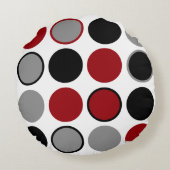 赤、黒、灰色の円 ラウンドクッション (裏面)