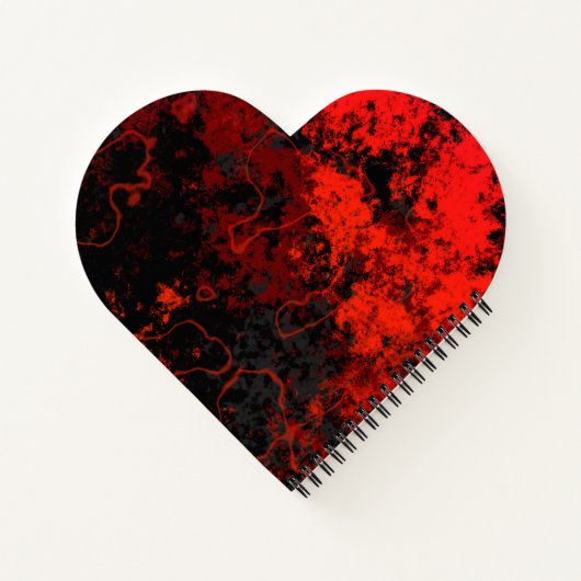 赤、黒、灰色の大理石の抽象画 ノートブック (裏面)