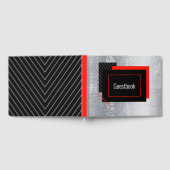 赤、黒、灰色、白のピンストライプ ゲストブック (全面)