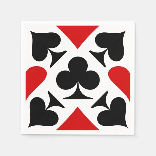 赤、黒、白のカー遊ド記号パターン スタンダードカクテルナプキン (正面)