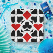 赤、黒、白のカー遊ド記号パターン ペーパープレート (パーティー)