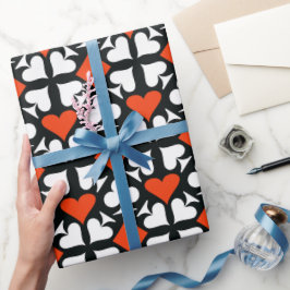 赤、黒、白のカー遊ド記号パターン ラッピングペーパー