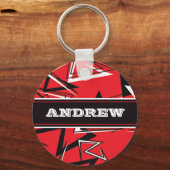赤、黒、白のキーチェーパーソナライズされたン キーホルダー (正面)