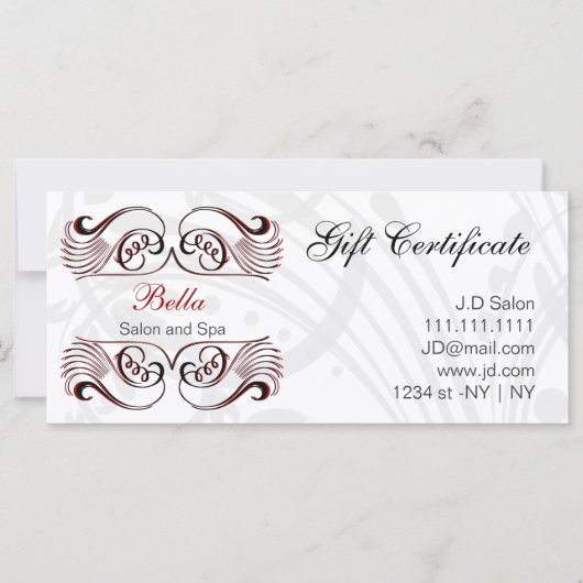 赤・黒・白のシックなギフト券 (正面)