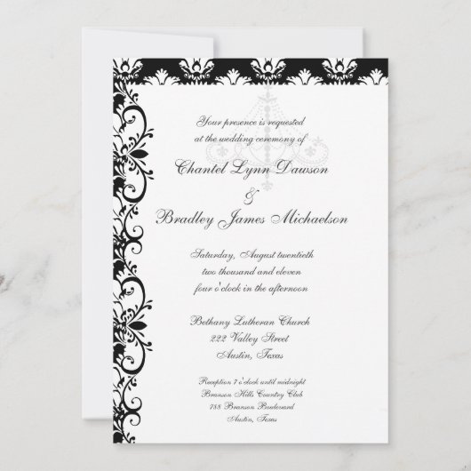 赤、黒、白のシャンデリア結婚式招待状 招待状 (裏面)