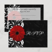 赤、黒、白のスクロール ゲルバ ダイジー RSVP (正面/裏面)