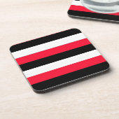 赤、黒、白のストライプ コースター (左側)
