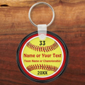 赤、黒、白のソフトボパーソナライズされたールキーホルダー キーホルダー (正面)