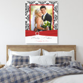 赤、黒、白のダマスクのウェディングキャンバス キャンバスプリント (インサイチュ (寝室))