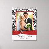 赤、黒、白のダマスクのウェディングキャンバス キャンバスプリント (正面)