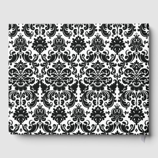 赤、黒、白のダマスクの愛のハート結婚ズ ゲストブック (裏面)