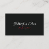 赤、黒、白のダマスクの愛のハート結婚ズ プレイスカード (裏面)