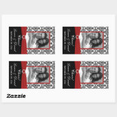 赤、黒、白のダマスク写真ワインラベルシール 長方形シール (シート)