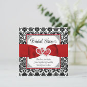 赤・黒・白のダマスク・ラブ・ハーツ　ブライダルシャワー 招待状 (スタンド正面)