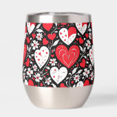 赤、黒、白のハートと花写真 (背面)