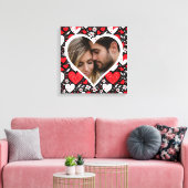 赤、黒、白のハートと花写真 キャンバスプリント (インサイチュ (リビング))