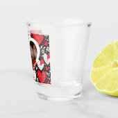 赤、黒、白のハートと花写真 ショットグラス (右)