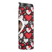 赤、黒、白のハートと花写真 タンブラー (回転右)