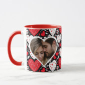 赤、黒、白のハートと花写真 マグカップ (左)