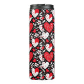 赤、黒、白のハートと花柄 タンブラー (裏面)