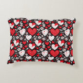 赤、黒、白のハートと花 アクセントクッション (裏面)