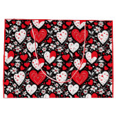 赤、黒、白のハートと花 ラージペーパーバッグ (裏面)