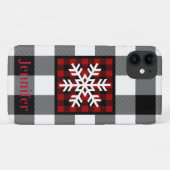 赤、黒、白のバッファロープレイド、雪片 Case-Mate iPhoneケース (裏面(横))
