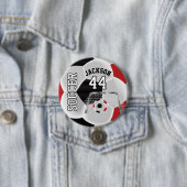 赤、黒、白のパーソナライズされたサッカーボール 缶バッジ (インサイチュ)