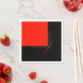 赤、黒、白のピンストライプ幾何プリントna スタンダードカクテルナプキン (インサイチュ)