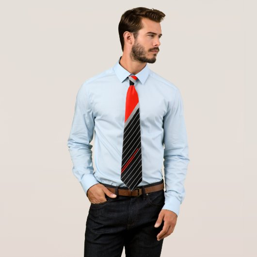 赤、黒、白のピンストライプ ネクタイ (インサイチュ)