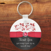 赤、黒、白のフローラThank You Keychain キーホルダー (正面)