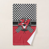 赤・黒・白のレース市松模様にレース バスタオルセット (ハンドタオル)