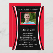 赤、黒、白の写真 卒業パーティー招待状 招待状 (正面/裏面)