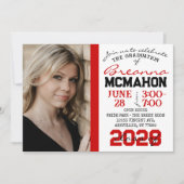 赤・黒・白の卒業式2枚の写真招待状 招待状 (正面)