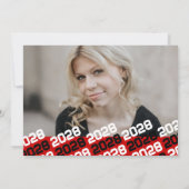 赤・黒・白の卒業式2枚の写真招待状 招待状 (裏面)