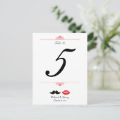 赤、黒、白の口ひげ結婚と唇 ポストカード (スタンド正面)