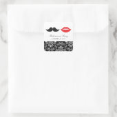 赤、黒、白の口ひげ&唇ダマスコウェディング スクエアシール (バッグ)