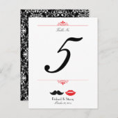 赤、黒、白の口ひげ&唇ダマスコウェディング ポストカード (正面/裏面)