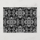 赤、黒、白の口ひげ&唇ダマスコウェディング ポストカード (裏面)