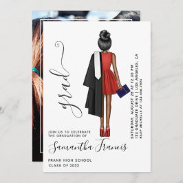 赤・黒・白の女子卒業パーティーの写真 招待状