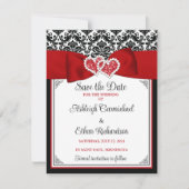 赤、黒、白の愛のハート写真の保存日付 (正面)