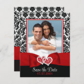 赤、黒、白の愛のハート写真の保存日付 (正面/裏面)