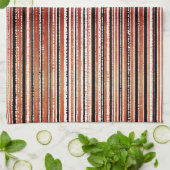 赤、黒、白の文様のキッチストライプのン戸部 キッチンタオル (折り畳み)