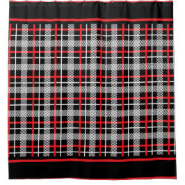 赤・黒・白の格子縞 シャワーカーテン