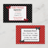 赤・黒・白の水玉模様・ボウ・ビジネス・カード 名刺 (正面/裏面)