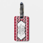 赤、黒、白の波状のラゲッジタグストライプを使用 ラゲッジタグ (裏面縦)