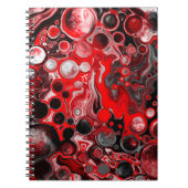 赤、黒、白の流体アート大理石 ノートブック (正面)