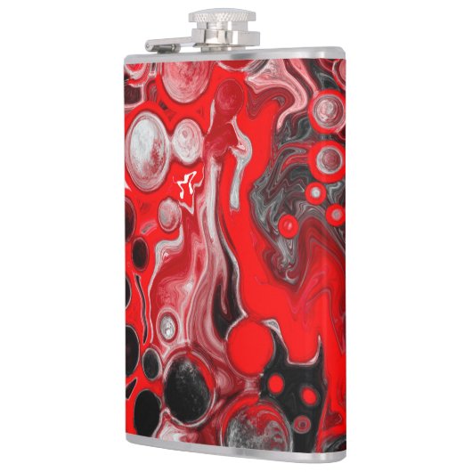 赤、黒、白の流体アート大理石 フラスク (左)