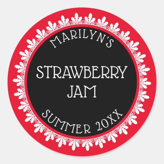 赤、黒、白の缶詰ラベルシール ラウンドシール (正面)