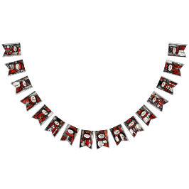 赤、黒、白の雪だるま バンティングフラッグ